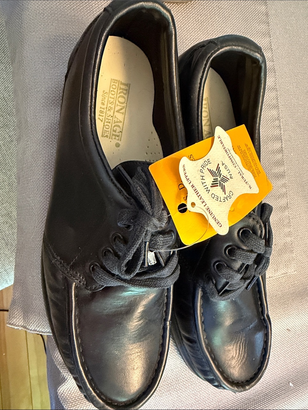 Iron. Age boots &shoes Men’s Black Leather Lace-Up Slip-On Loafers